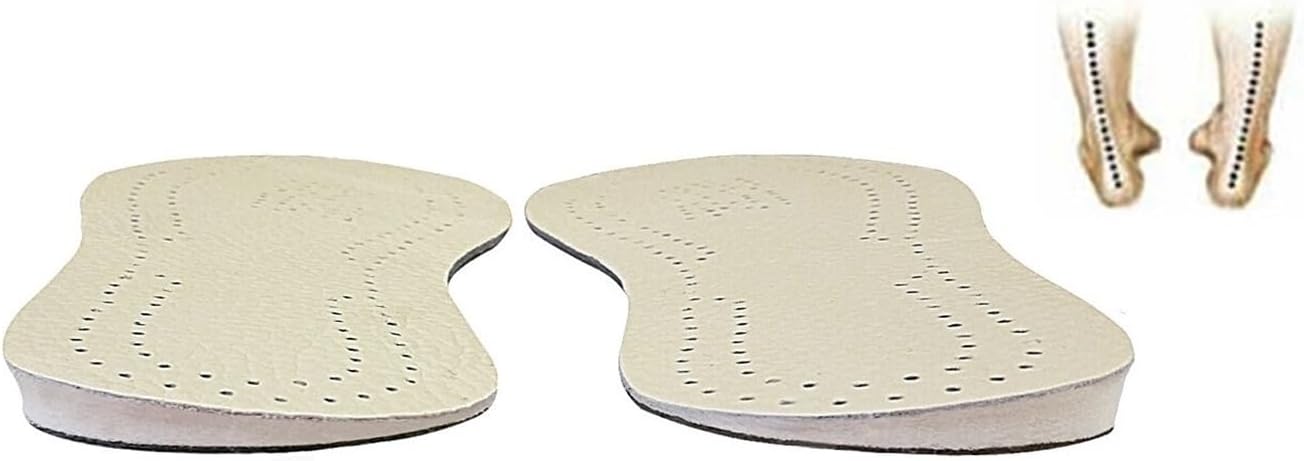 1 par de plantillas ortopédicas de cuero para piernas OX, inserciones de talón, rodilleras de cuña para mujeres y hombres, pronación correctiva,