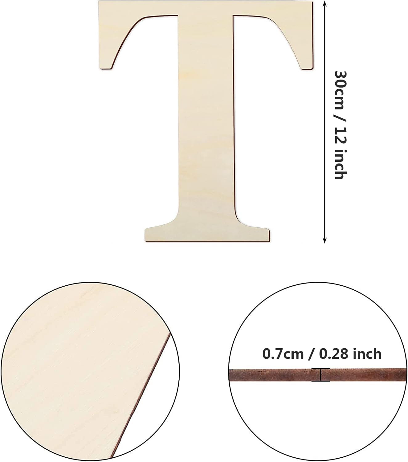 HGWOUY Letras de madera de 12 pulgadas de alto, letras de madera sin terminar de 0.28 pulgadas de grosor, letras de madera en blanco para decoración