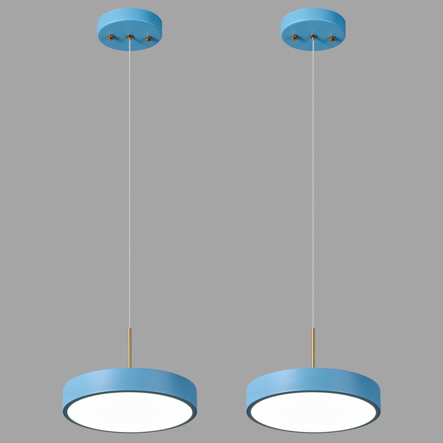 Lámpara colgante LED moderna de 9.05 pulgadas, lámpara colgante con forma acrílica azul regulable de 6000 K para comedor, cocina, isla y sala de