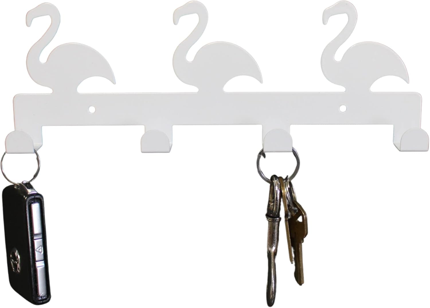 Dependable Industries inc. Essentials Soporte para llaves multiusos de 4 ganchos para montaje en pared, cisnes blancos