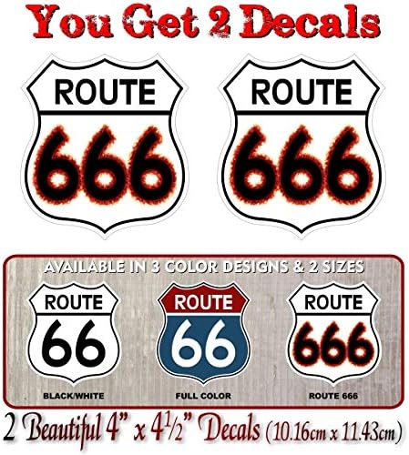 2 Route 666 Parody – Calcomanías de 4.5 pulgadas para estación de servicio de garaje y carretera (ruta 666, 4 x 4.5 pulgadas)