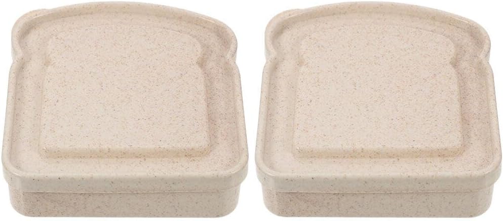 BESTonZON 2 recipientes para sándwich con forma de tostada, contenedor de almacenamiento de alimentos, caja de almuerzo, cajas de preparación de