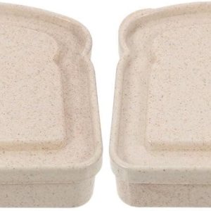 BESTonZON 2 recipientes para sándwich con forma de tostada, contenedor de almacenamiento de alimentos, caja de almuerzo, cajas de preparación de BESTonZON 2 recipientes para sándwich con forma de tostada, contenedor de almacenamiento de alimentos, caja de almuerzo, cajas de preparación de