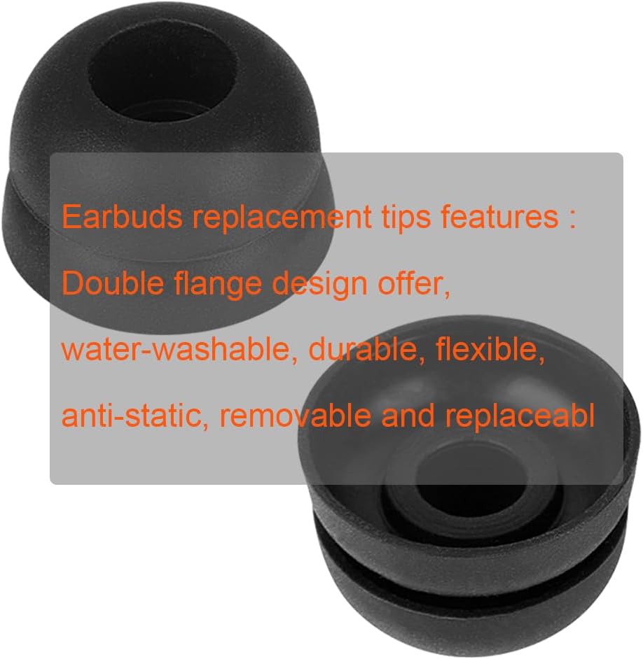 Puntas de repuesto para auriculares de doble brida compatibles con Beats Fit Pro Ear Tips Tapones de silicona Tapón para los oídos Negro 6 pares S M