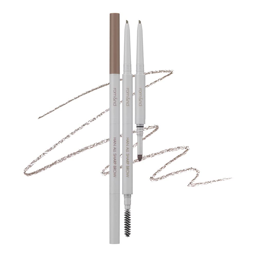 rom&nd HAN ALL SHARP BROW c3 beige moderno, doble cara, punta fina, da forma y define y rellena las cejas, para todas las cejas, desde marrón oscuro