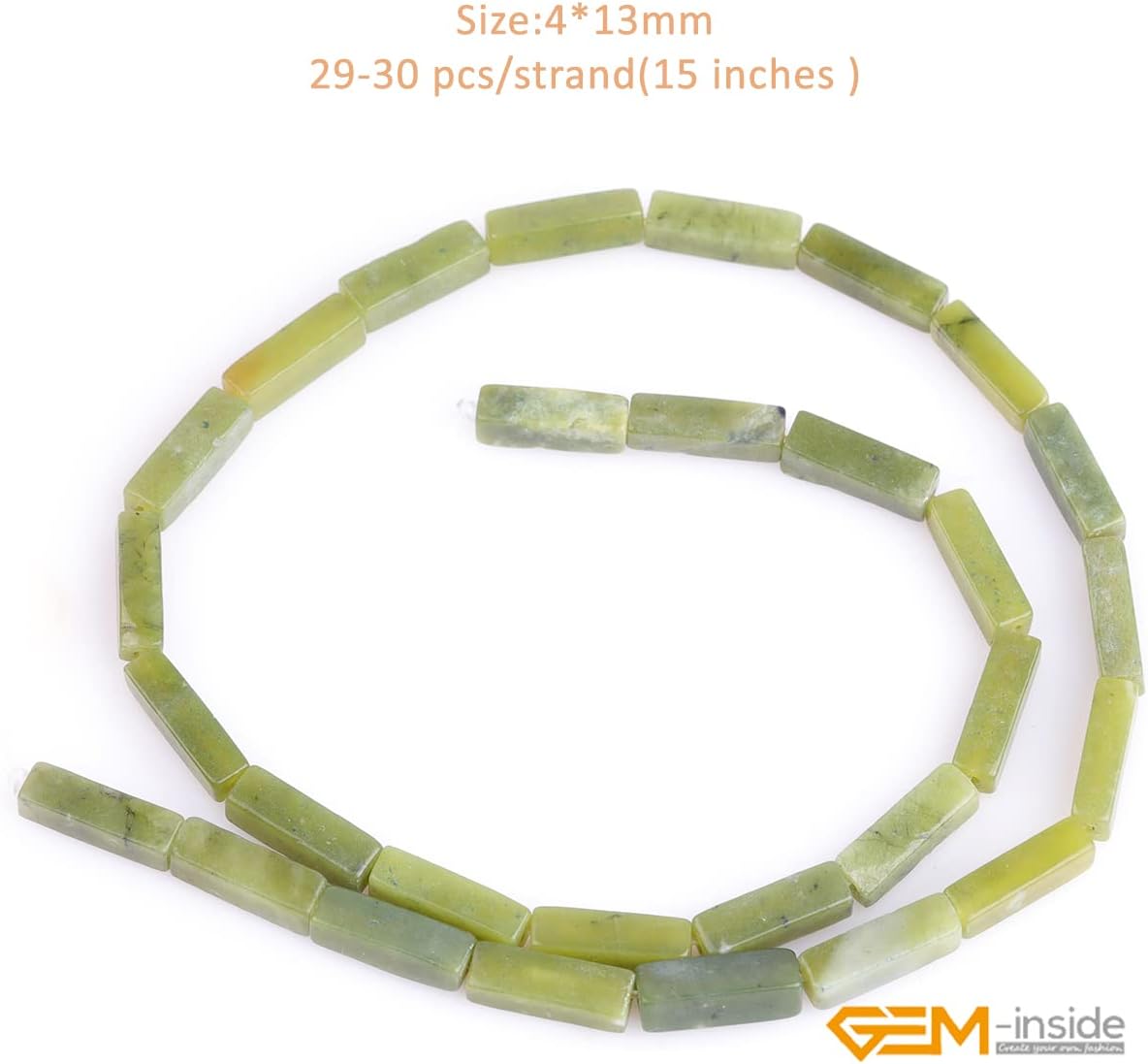 GEM-Inside – Tubo cuadrado rectangular de jade de nefrita verde natural de 0.157 x 0.512 in, cubo de columna cuboide, cuentas de piedra de chakras