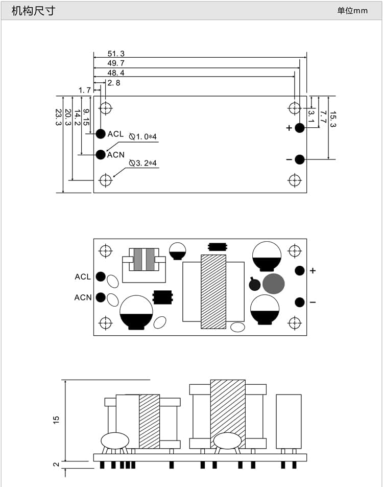 NOYITO Módulo de fuente de alimentación de precisión de CA a CC AC 120V 100V-264V a 3.3V 1A Módulo de CC reductor aislado (3.3V 1A)