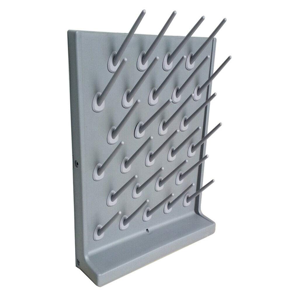 Eapmic Estante de secado de laboratorio, 2 piezas, desmontable, 27 clavijas, montaje en pared, para cristalería, bandeja de drenaje moldeada