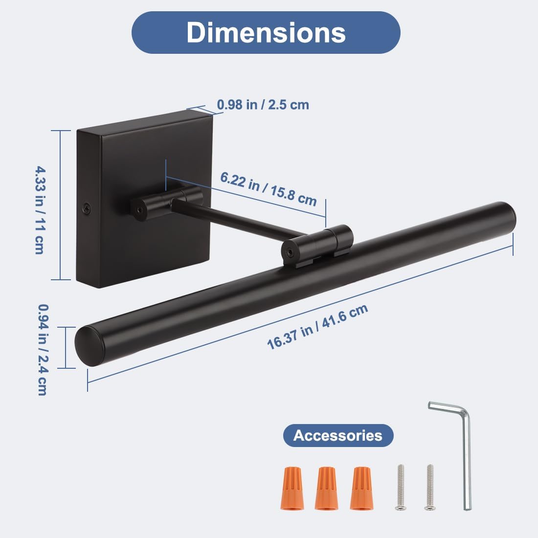 Xbuyee Luz LED para pintura, luz de arte ajustable de 16.54 pulgadas y 9 W para pared, lámpara de pared de galería para trabajos de exhibición,
