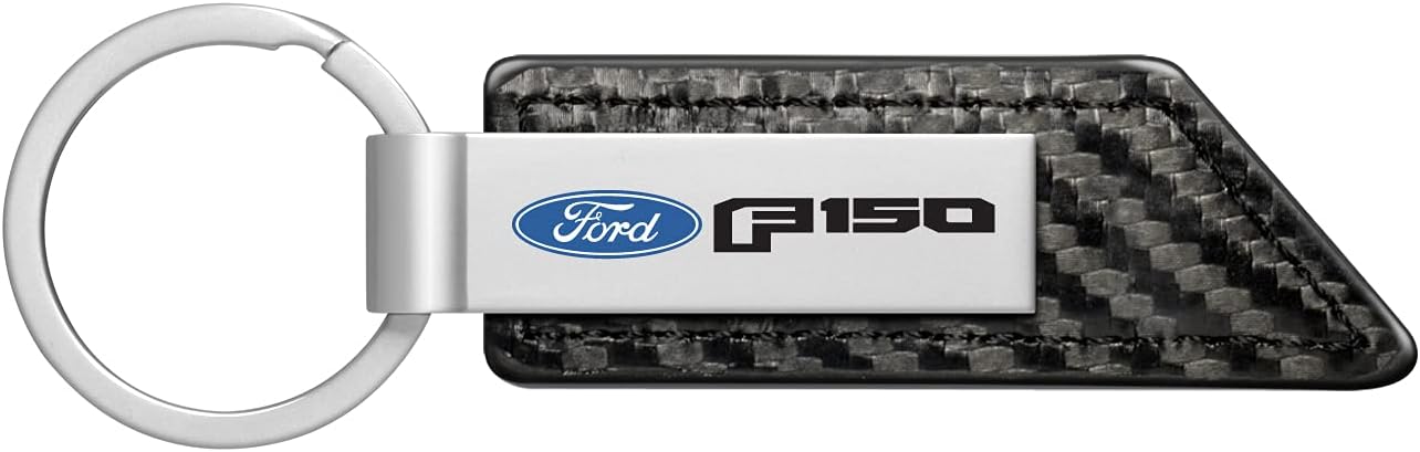 Compatible con Ford F-150 2015 en fibra de carbono textura negro PU correa de cuero llavero