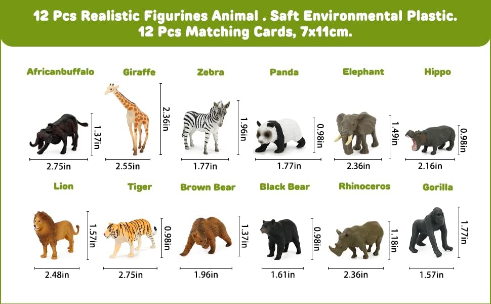 Juego a juego de animales con tarjetas flash, figuras de animales realistas, juguetes de animales salvajes para aprendizaje educativo, actividades