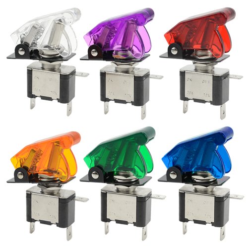 WMYCONGCONG Interruptor de palanca de diodo emisor de luz de 12 V 20 A, control SPST para coche, azul, rojo, verde, blanco, amarillo, morado, 6