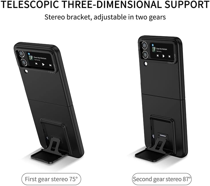 Asuwish Funda de teléfono para Samsung Galaxy Z Flip 4 5G 2022 con funda deslizante para cámara con soporte soporte delgado protector móvil duro