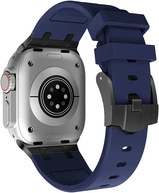 Compatible con Apple Watch Ultra 2 Band para hombre, correa de silicona y hebilla de acero inoxidable diseñada para iPhone Watch, correas iWatch