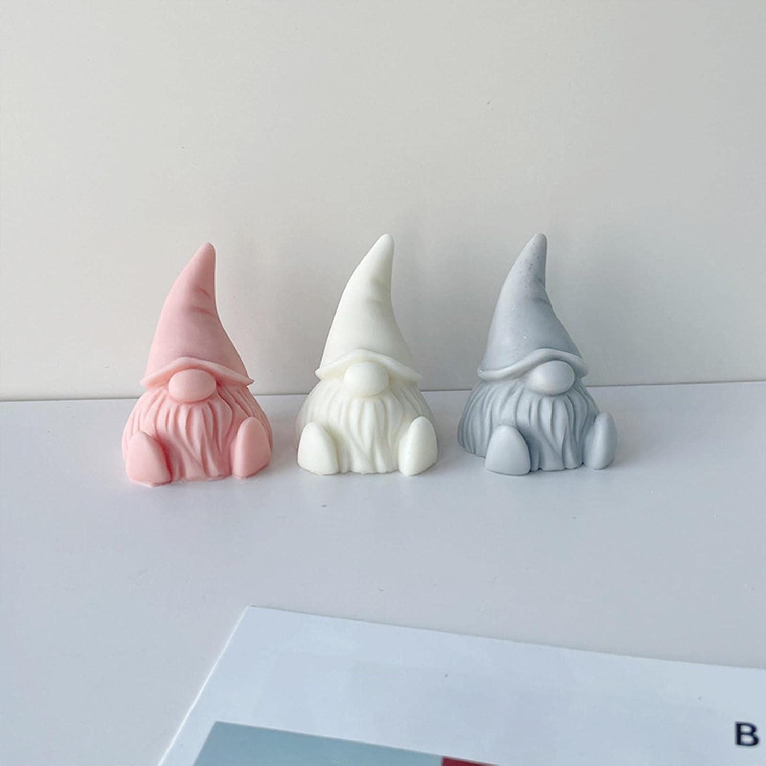 Molde de vela de silicona 3D, lindo molde de fundición de escultura de gnomo de Papá Noel de Navidad, molde de resina hecho a mano, molde de cera