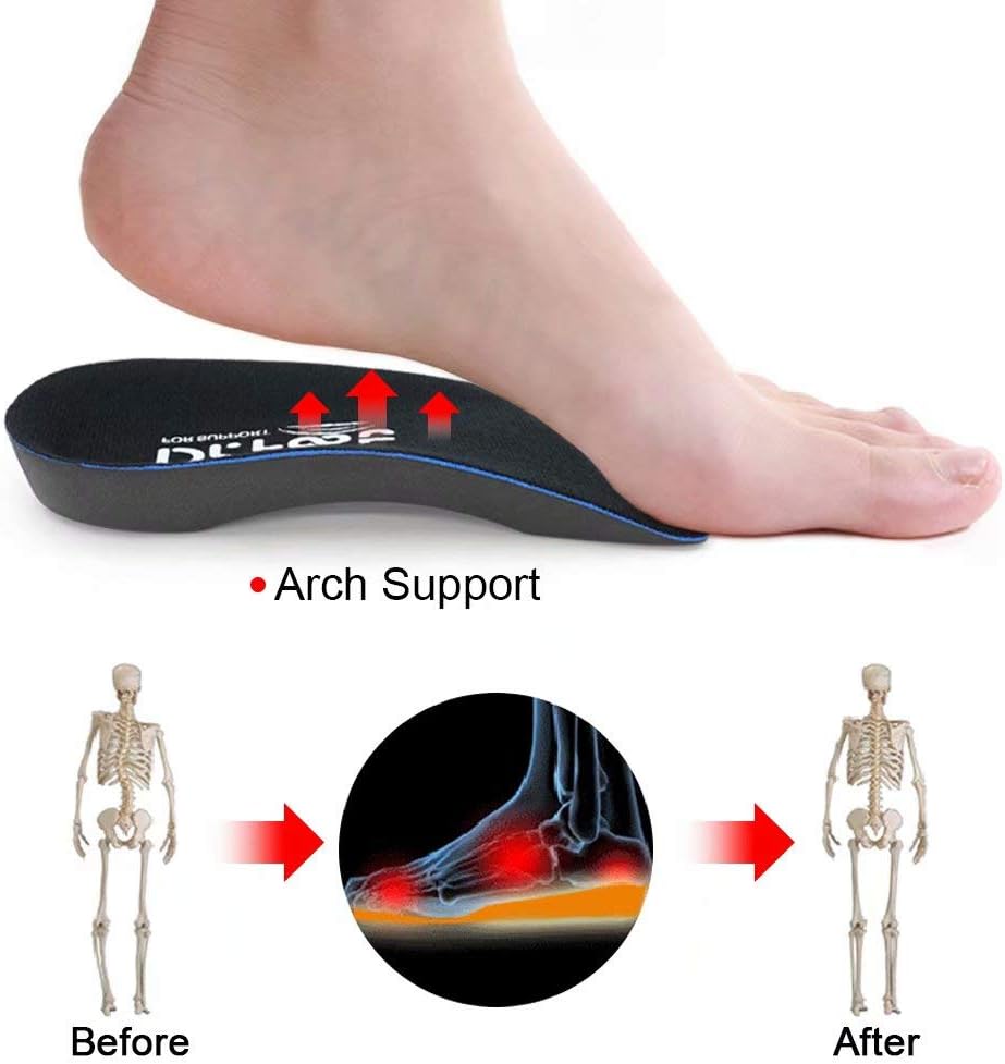 Plantillas ortopédicas de 34 de longitud del Dr. Foot, insertos de soporte de arco alto para pies planos, fascitis plantar sobrepronación y dolor de