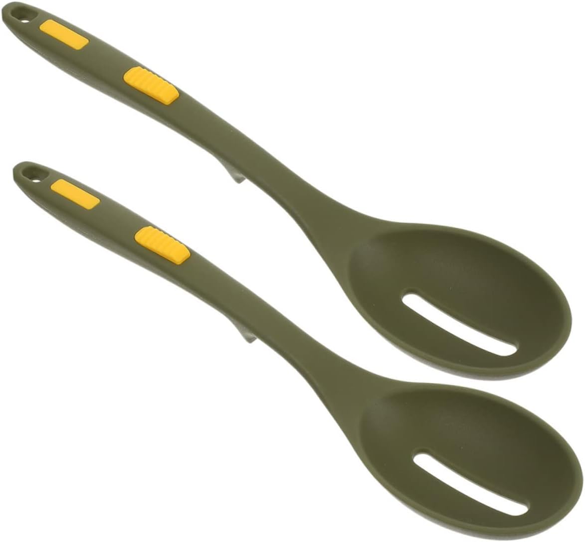 Cucharas de silicona para untar, 2 unidades, colador antiadherente, herramientas para hornear, cuchara de mezcla antiadherente, cucharas ranuradas