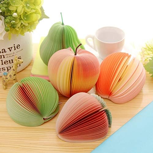 Bloc de notas de 130 hojas de papel 3D coloridas formas de frutas notas postales bloc de notas autoadhesivas para decoración de mesa (pera verde)