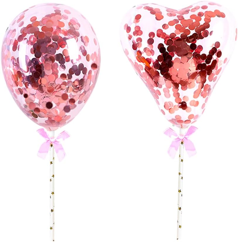 Decoración de pastel de cumpleaños rosa con purpurina acrílica para decoración de pastel de cumpleaños 19 con globos de confeti, abanicos de papel,