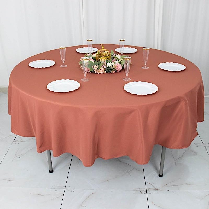 Balsa Circle Mantel redondo de poliéster de 90 pulgadas, color terracota de alta calidad, para bodas, fiestas, banquetes, recepciones, eventos,