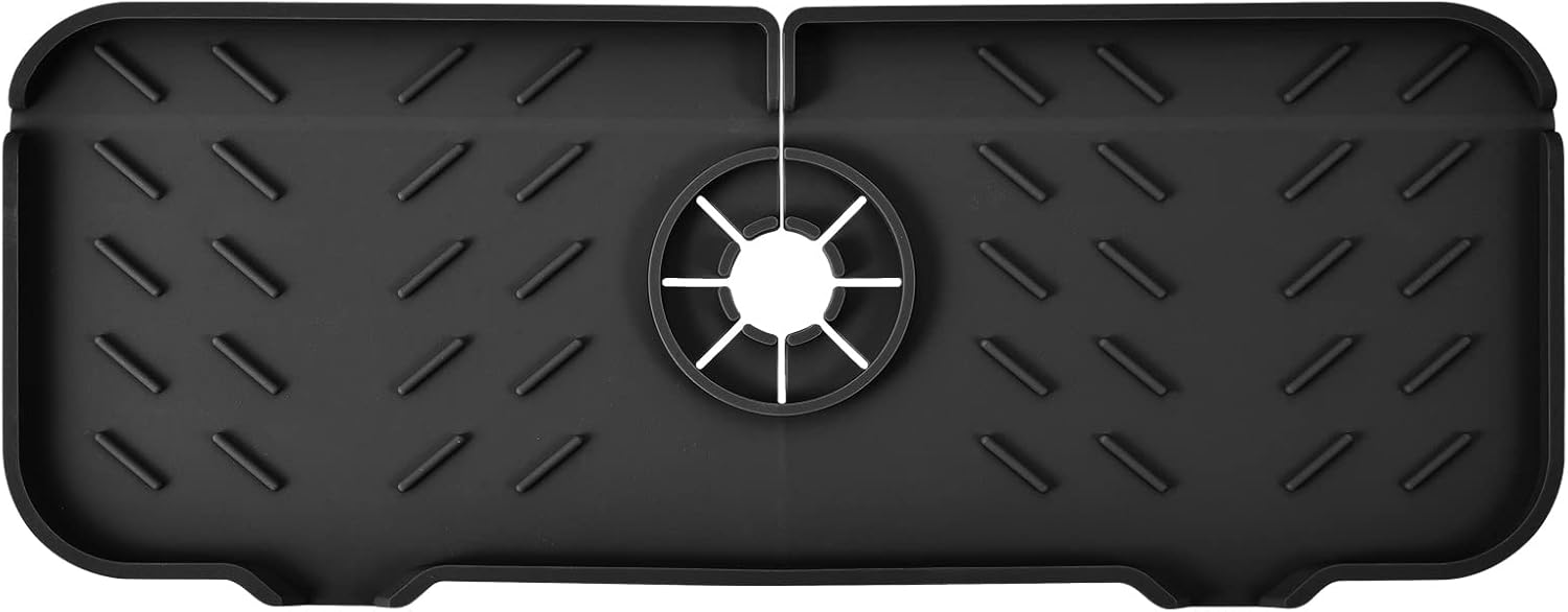 SKitchen – Protector contra salpicaduras para fregadero de 15.4 x 5.5 pulgadas, protector de salpicaduras mejorado para grifo con drenaje