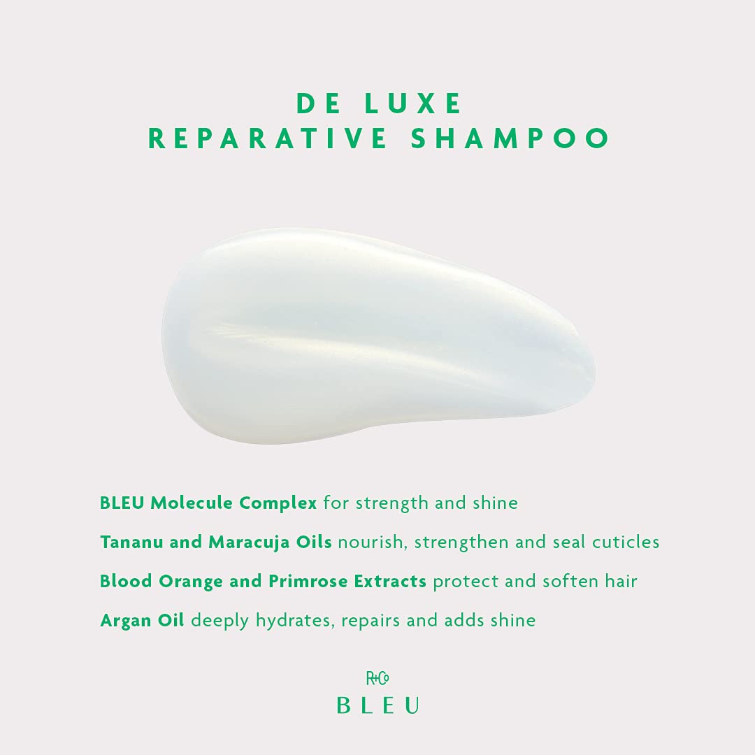 R+Co BLEU De Luxe Champú Reparativo  Hidrata + Fortalece + Añade Brillo  Vegano, Sostenible + Libre de Crueldad