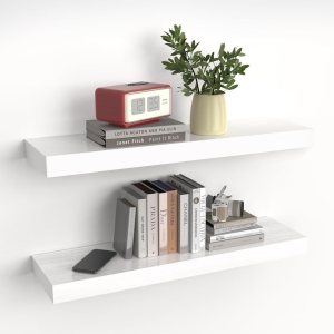 Habudda Estantes flotantes, estante de pared de madera natural, decoración rústica de madera blanca para baño, cocina, dormitorio, 23.6 pulgadas, Habudda Estantes flotantes, estante de pared de madera natural, decoración rústica de madera blanca para baño, cocina, dormitorio, 23.6 pulgadas,