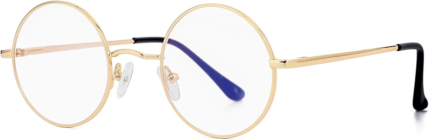Gafas pequeñas redondas de luz azul para mujeres y hombres, lentes transparentes sin receta