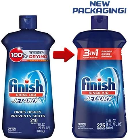 Finish Jet-Dry – Ayudante de enjuague líquido para lavavajillas, agente de secado y enjuague, 23 onzas líquidas, el embalaje puede variar (paquete