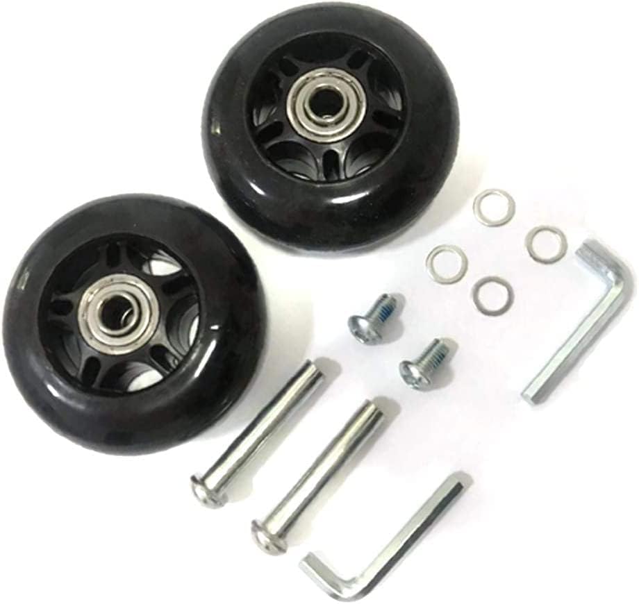 GSHFIGHTING – Juego de 2 ruedas negras de repuesto para maleta, 2.953 in x 0.945 in2.95 x 0.94 pulgadas, ejes de 1.772 in, ruedas de repuesto para