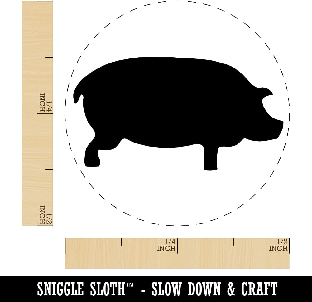 Pig – Sello de tinta autoentintado con vista lateral sólida para sellar planificadores de manualidades, mini de 12 pulgada, tinta roja
