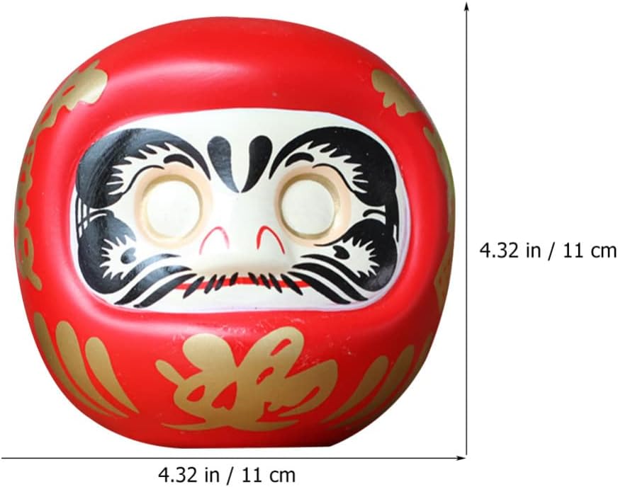 STOBOK Decoración para el hogar, caja de ahorro de muñeca japonesa Daruma de cerámica, alcancía de gato, banco de deseos, estatua zen de la suerte,