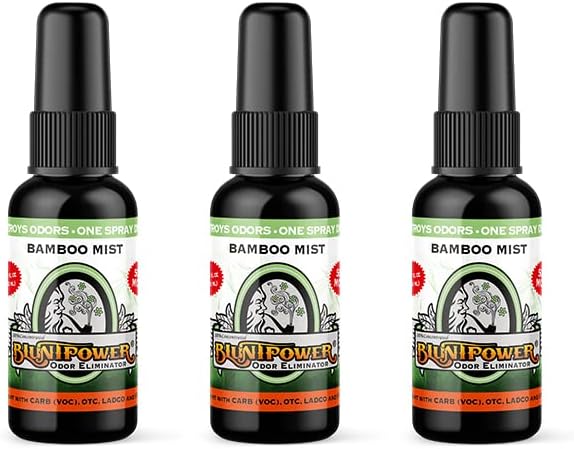 BluntPower (niebla de bambú, paquete de 3) – Eliminador de olores concentrado y aceite difusor, desodorante de habitación, eliminador de olores y
