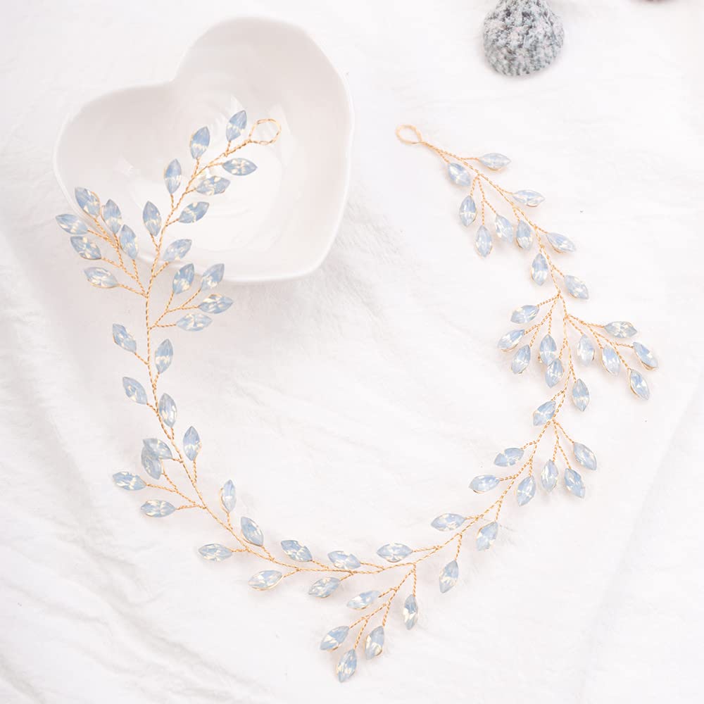 BERYUAN Diadema dorada con diamantes de imitación de cristal marfil para boda, lágrima de cristal, accesorios para el cabello para novias, mujeres y