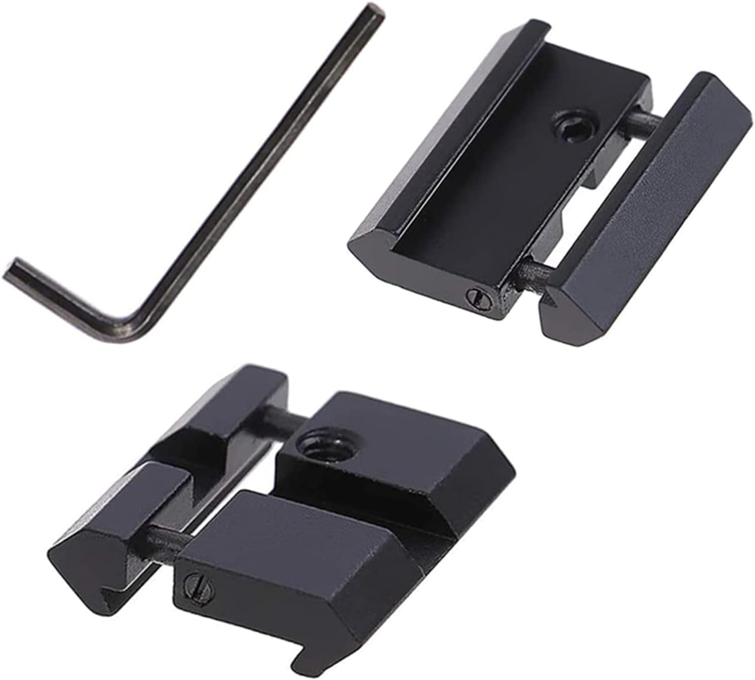 2pcs 0.433 in Dovetail to 0.787 in Picatinny Weaver Perfil bajo Snap-in Rail Adaptor para Rifle Scope