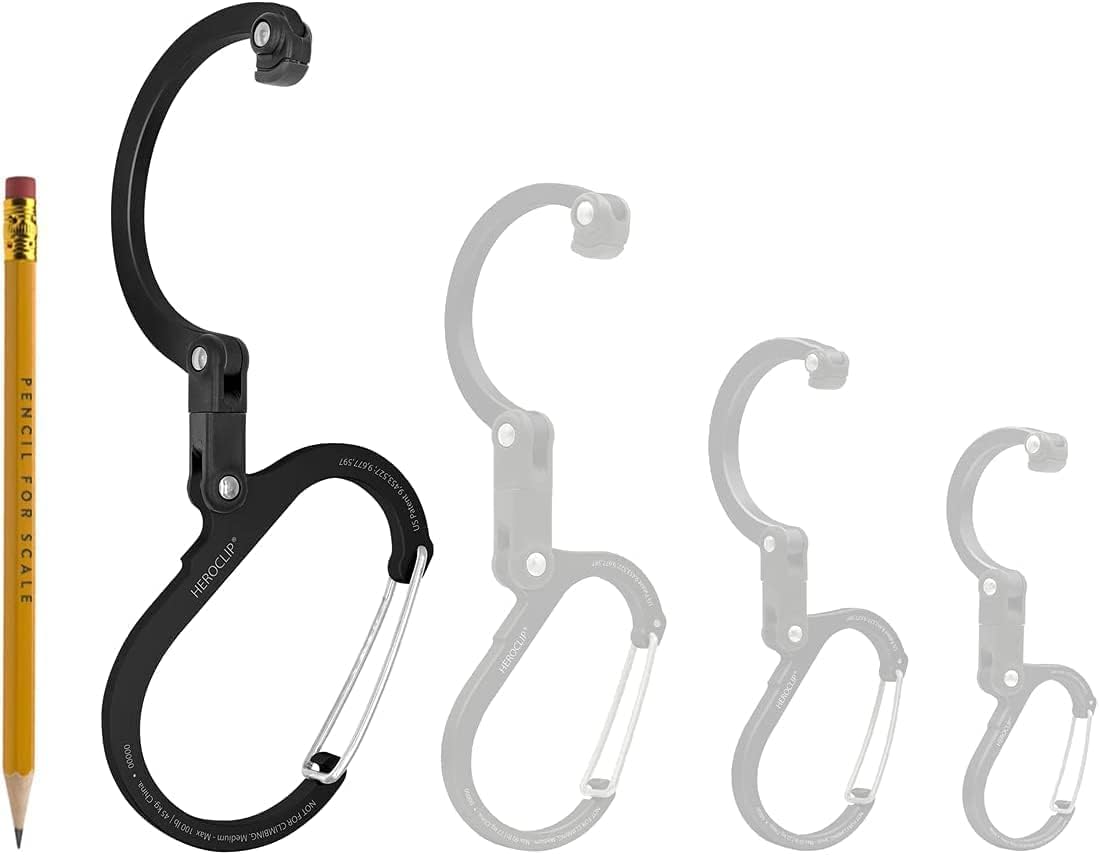 GEAR AID HEROCLIP – Mosquetón grande y gancho para colgar artículos resistentes, mochilas de campamento, maletas, kayaks, bicicletas, organización