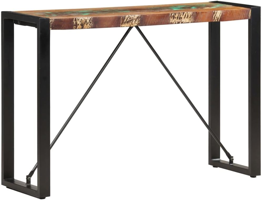 Mesa auxiliar con patas de taburete alto, mesa consola de 43.3 x 13.8 x 29.9 pulgadas, madera maciza recuperada, adecuada para pasillo, dormitorio,
