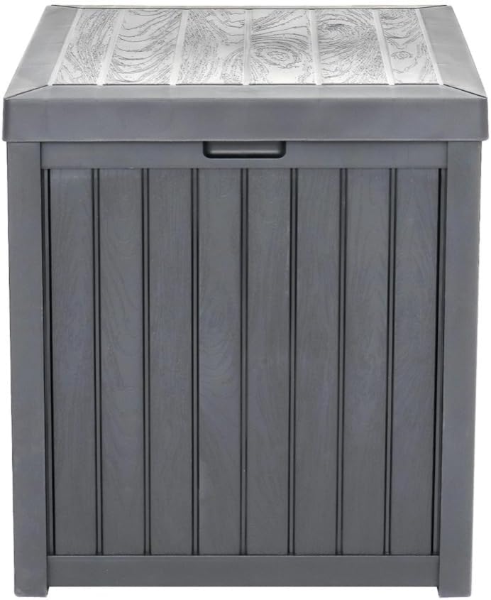 Caja de almacenamiento versátil para exteriores, contenedor de cubierta con cerradura con baúl impermeable, banco de almacenamiento de juguetes, 51