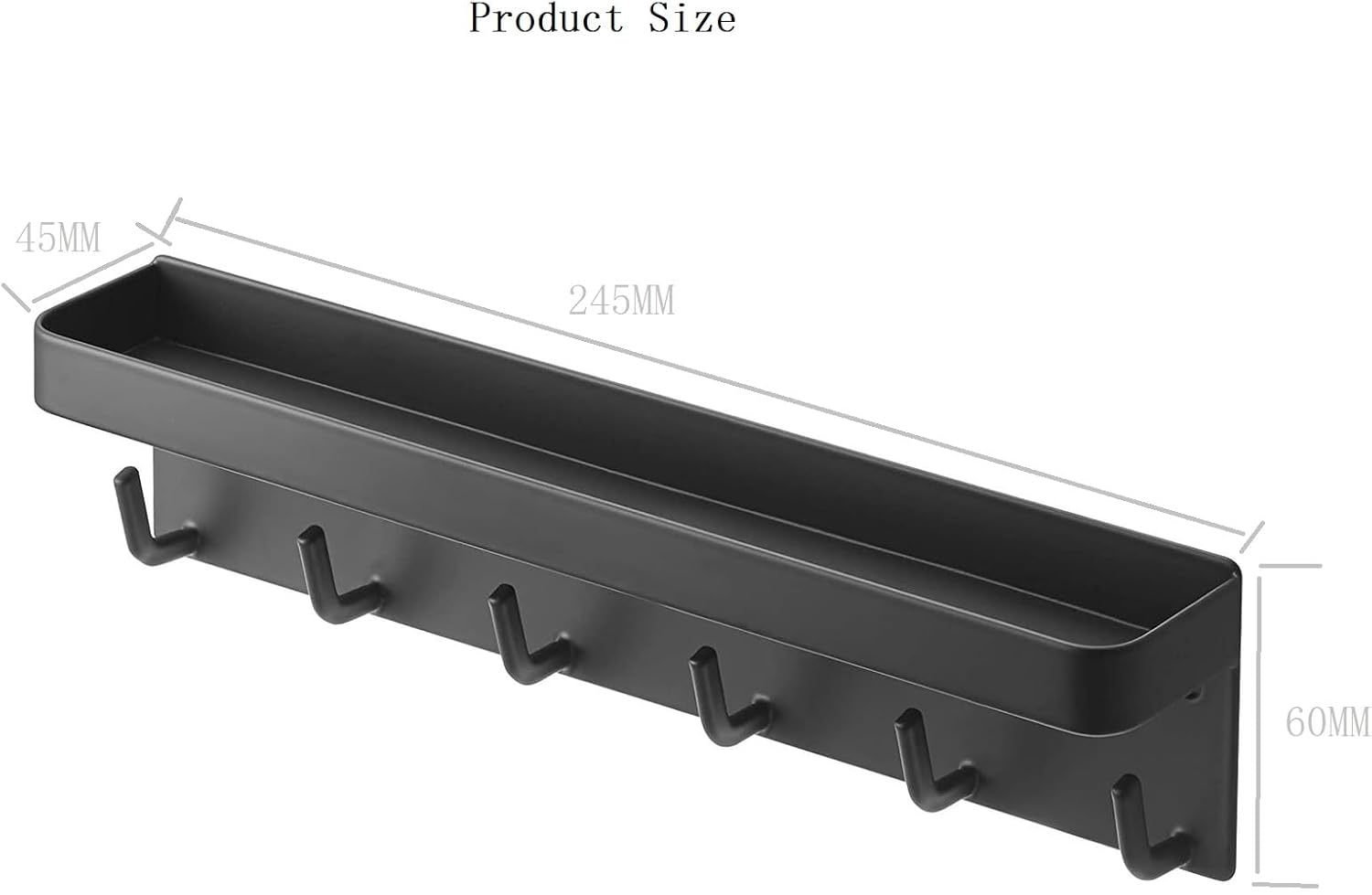 Soporte para llaves montado en la pared con 6 ganchos, soporte de metal autoadhesivo para llaves con bandeja organizadora de correo, colgador de