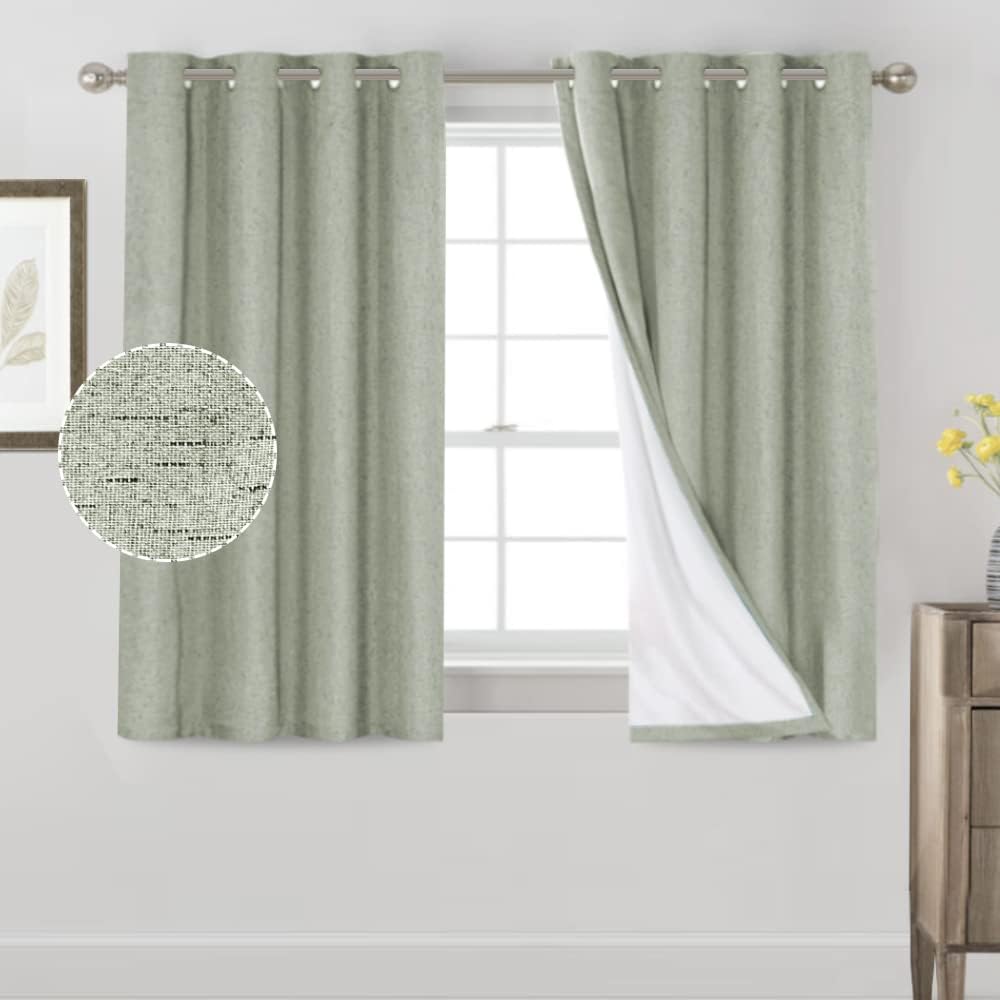 Primitive – Cortinas opacas 100% de lino texturizado natural para dormitorio, sala de estar, cortinas para ahorra energía, tela de arpillera con