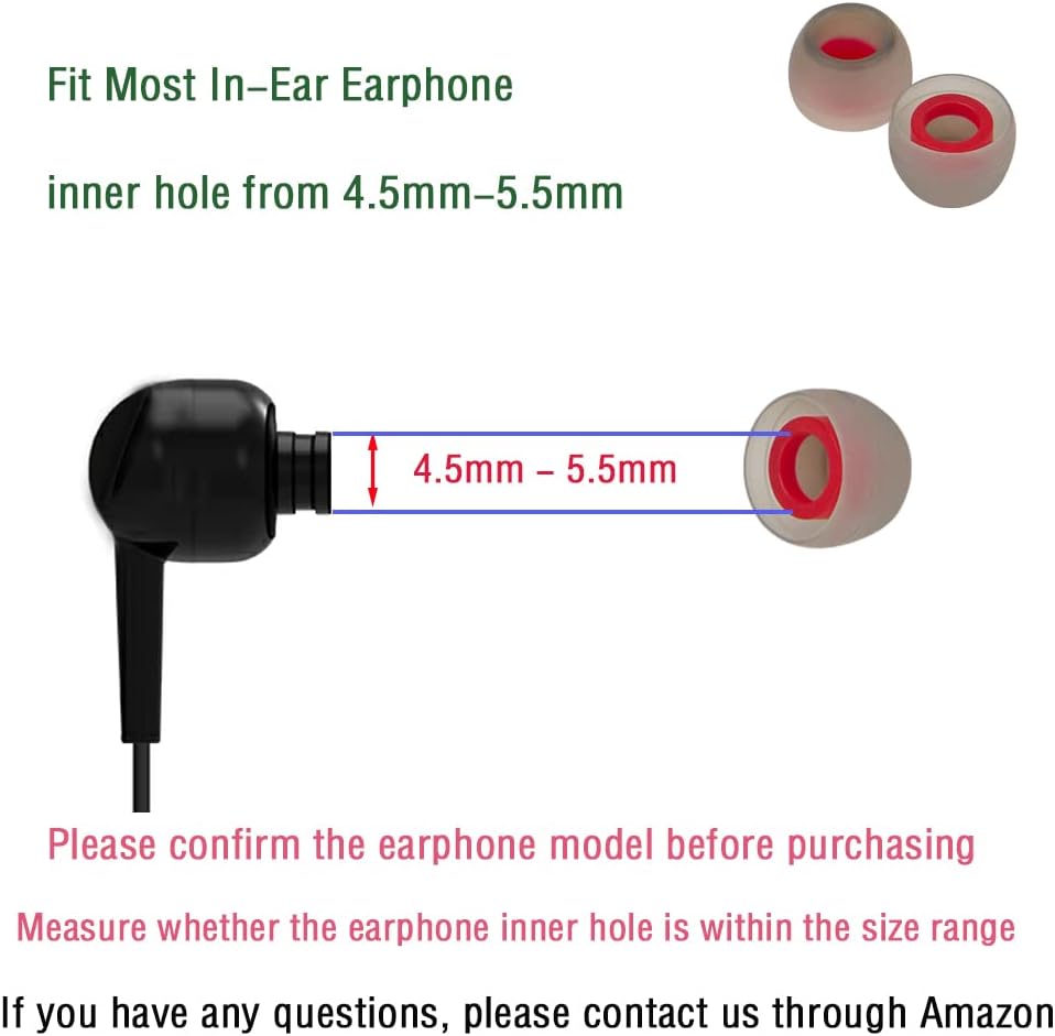 10 pares de puntas pequeñas de repuesto para auriculares intraurales, cubiertas de silicona para auriculares intraurales, puntas de goma (rojo