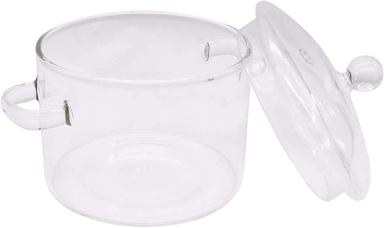 Olla de cristal con tapa de borosilicato con asa y orificio de vapor, ligera para fideos de pasta, sopa, leche, alimentos para bebés (1,4 L)