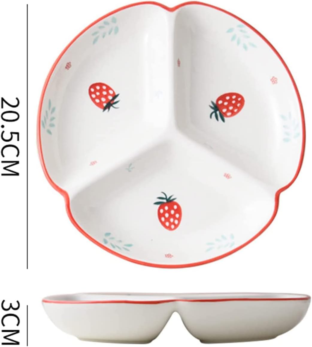 Plato de cerámica para control de porciones, platos divididos para platos de postre, platos llanos para aperitivos, plato de ensalada, bandejas para