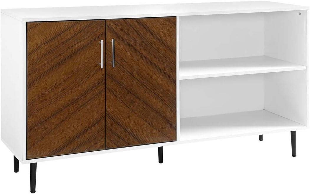 Walker Edison Caye – Consola moderna de 2 puertas, asimétrica, para televisores de hasta 65 pulgadas