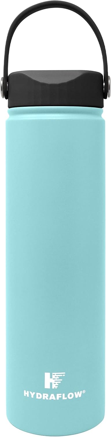 Hydraflow Hybrid – Botella de agua aislada al vacío de triple pared con tapa de boca ancha (25 onzas, agua polvo), termo de metal de acero