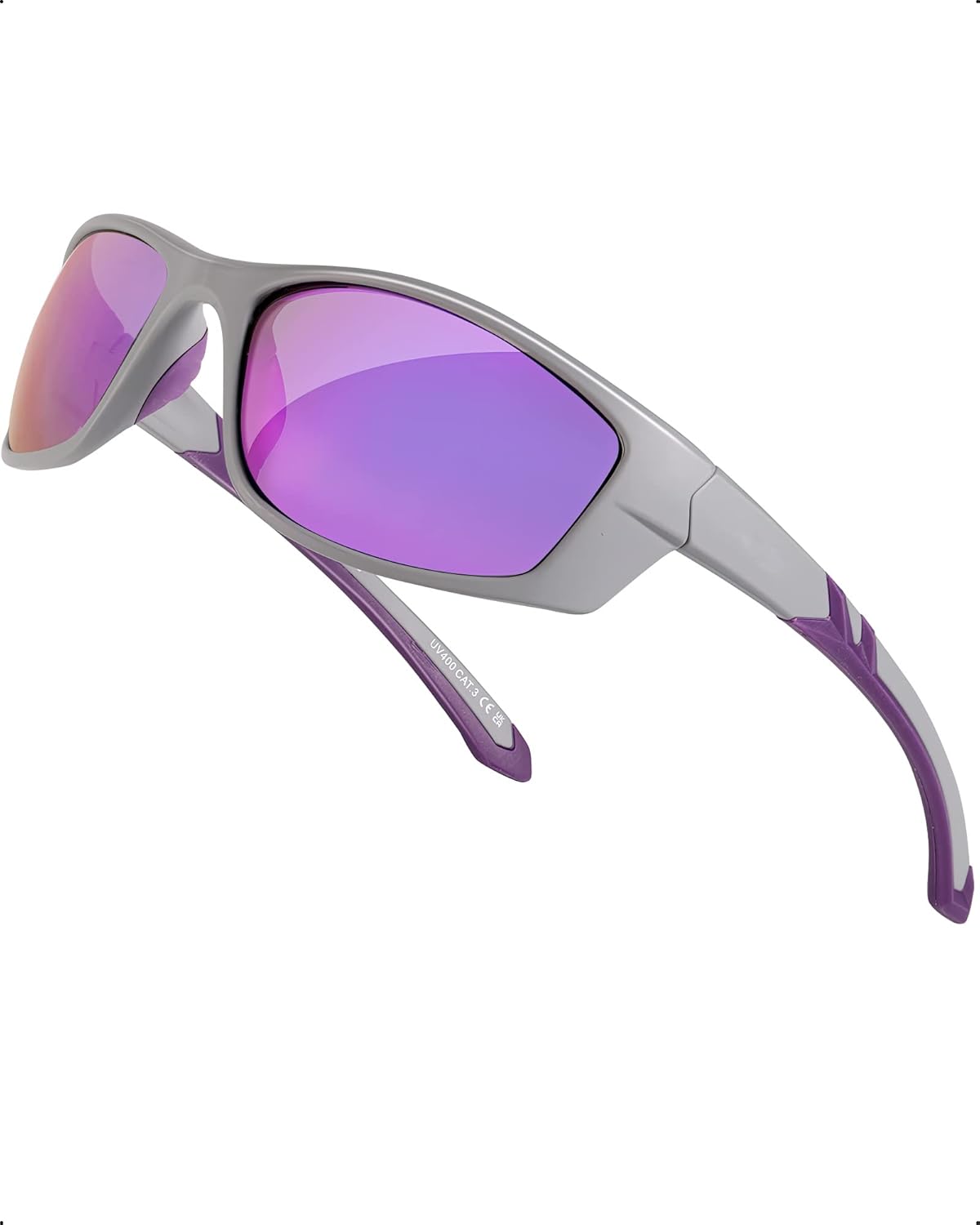 TJUTR Lentes de sol deportivos polarizados para hombres y mujeres, lentes de sol envolventes con lente UV400 para ciclismo, pesca, correr