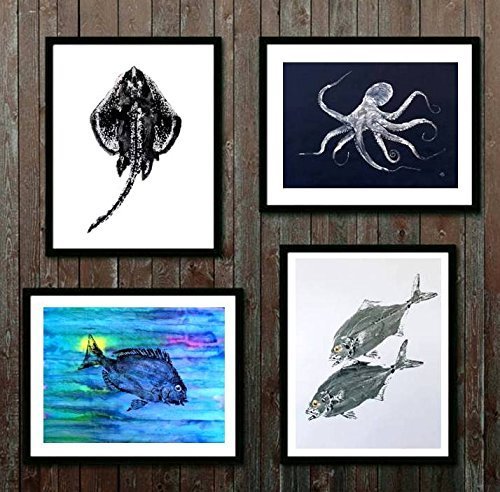 Pisces GYOTAKU fish Art print 8 X 10 inch Picture by Barry Singer Lake House Cottage décor