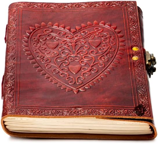 MONTEXOO Cuaderno de cuero para mujeres y hombres, diario de cuero con corazón celta para escribir, 6 x 8 pulgadas, con papel rayado, 200 páginas,