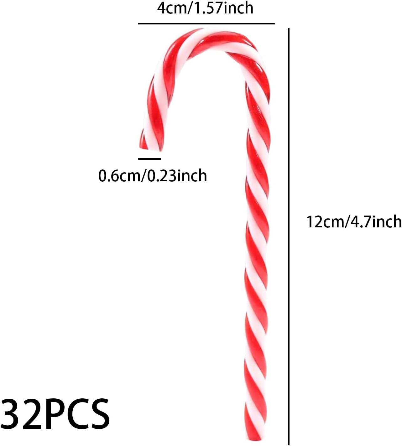 32 adornos navideños de bastón de caramelo de plástico para colgar en el árbol de Navidad, decoraciones para manualidades de Navidad, decoración de