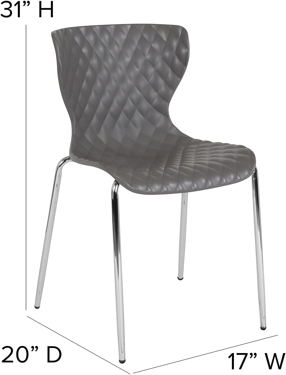 Flash Furniture Lowell Silla apilable de plástico gris con diseño contemporáneo